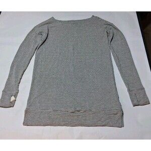 A Pea In The Pod Maternity Long Sleeved Shirt Heather Charcoal Stripe Soft Sz XS